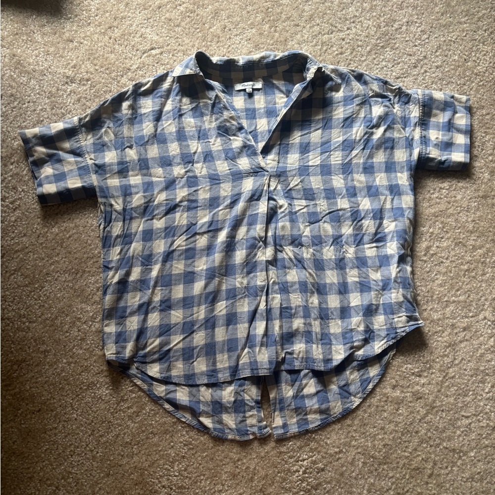 Madewell Blue and White Plaid Casual Shirt